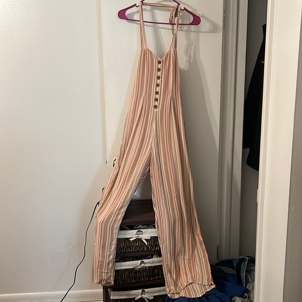 American Eagle Linen Halter Pantsuit